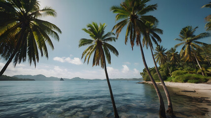 Fototapeta premium palm trees on the beach