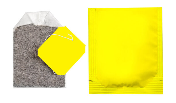 Tea bag and packaging mockup on transparent background
