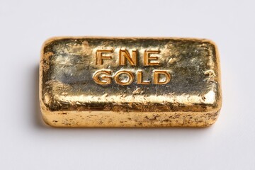 Gold bar, rectangular shape, stamped "FNE GOLD