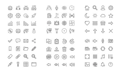 User interface line icons set