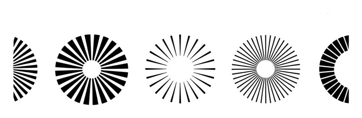 Abstract Radial Sunburst and Circular Line Art Designs