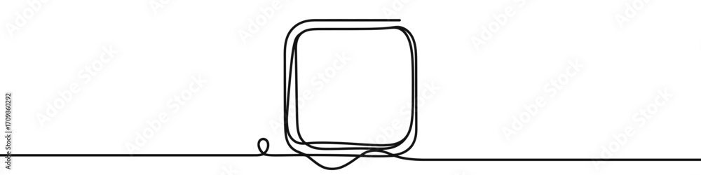 Poster square icon. continuous one line drawing of square. rounded square in one line style, isolated on wh