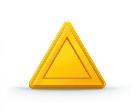Isolated gold triangle warning sign