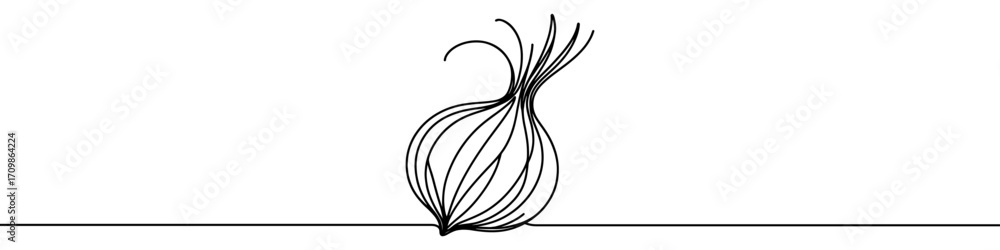 Poster onion icon. continuous one line drawing of onion. onion in one line style, isolated on white backgro