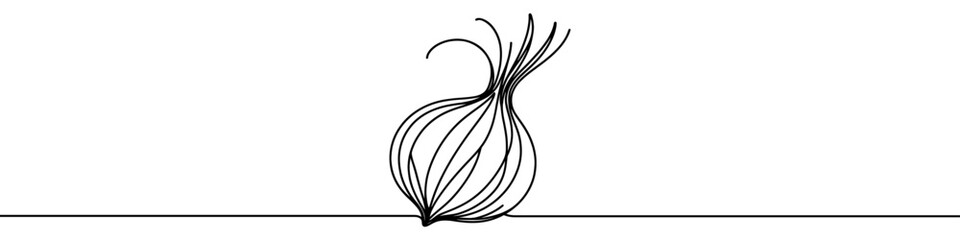 Onion icon. Continuous one line drawing of onion. Onion in one line style, isolated on white background. Vector illustration.