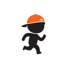 CUTE RUNNING BOY LOGO VECTOR ILLUSTRATION