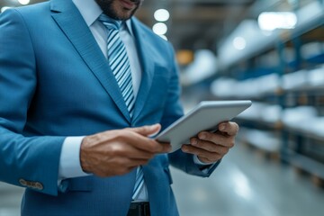 Fototapeta premium Close-up of digital checklist being completed on tablet by quality manager during factory audit process representing iso compliance and task tracking