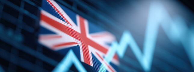 British-themed upward chart demonstrates positive economic growth and market performance.
