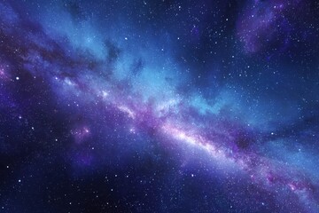 Vibrant nebula and countless stars create a stunning night sky in a cosmic panorama showcasing the beauty of the universe