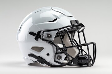 Fototapeta premium White football helmet, side view, black facemask