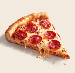 Close-up pizza slice, pepperoni and cheese (1)