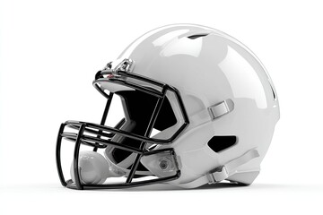Fototapeta premium Glossy white American football helmet, angled view