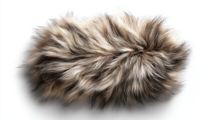 Fototapeta premium Fluffy, textured faux fur piece. Oval shape, light brown, beige, and dark brown