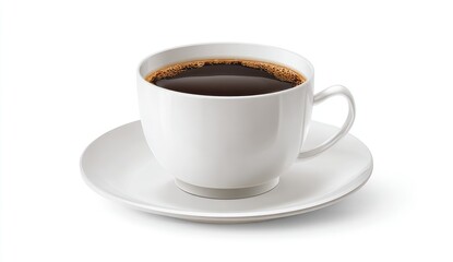 Obraz premium White ceramic coffee cup and saucer, filled with dark coffee (1)