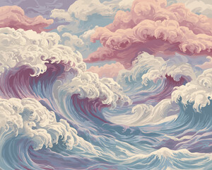 파스텔톤의 부드러운 파도 패턴