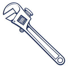 Obraz premium A chrome-plated adjustable wrench and screwdriver set are isolated on a white background for construction and repair work