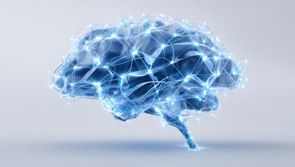 3D model of a brain, highlighted by luminous network