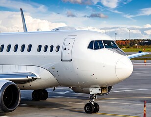 Obraz premium White jet on tarmac