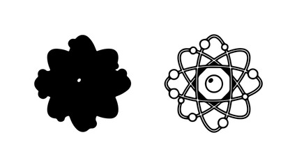 Abstract Atomic Structure with Central Eye and Orbiting Particles. © Buna