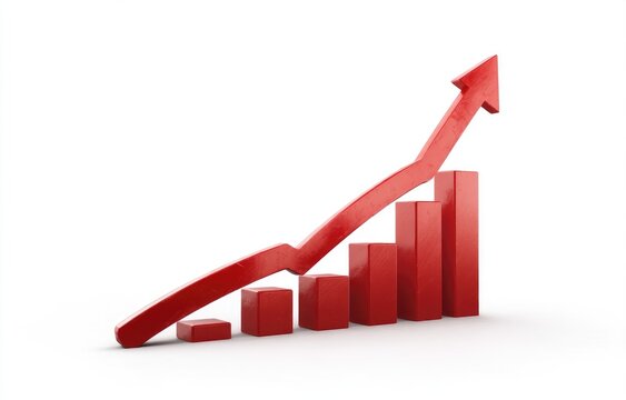 Red graph chart depicting upward trend - Powered by Adobe