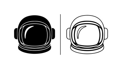 Astronaut Helmet Icons Black Silhouette and Outline Designs 1.