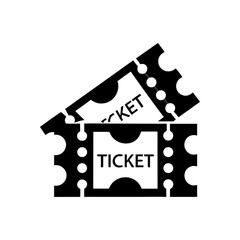 Minimalist linear icon of a perforated theater ticket symbolizing entry to a show or event.