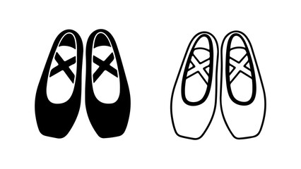 Ballet shoes pair black and white illustration dance concept.