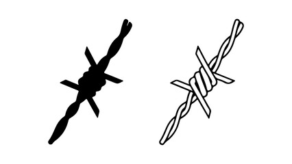 Barbed Wire Silhouette and Outline Security and Danger.