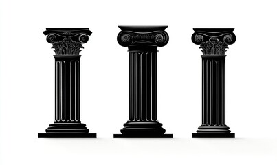 Three black antique columns