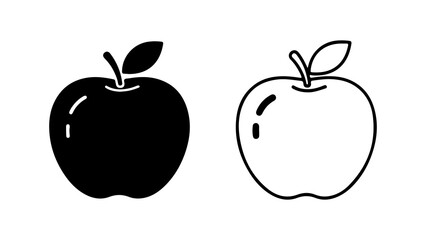Black and white apple icons set simple design.