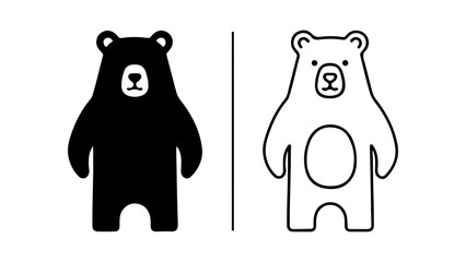Black and white bear illustration representing duality and contrast in design.