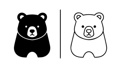 Black and white bear icons simple design 1.