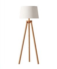 Simple tripod floor lamp with off-white shade