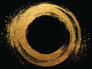 황금색 붓터치 원형 프레임 벡터 배경