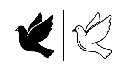 Black and white flying doves peace symbols.