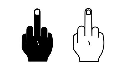 Black and white hand gestures middle finger 1.