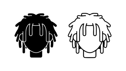 Black and white illustration of a person with dreadlocks hairstyle.
