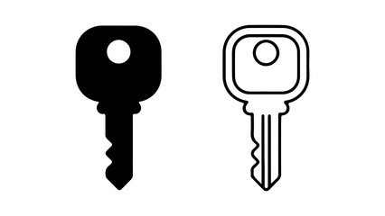 Black and white key icons set simple design.