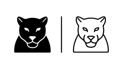 Black and white panther head icons set.