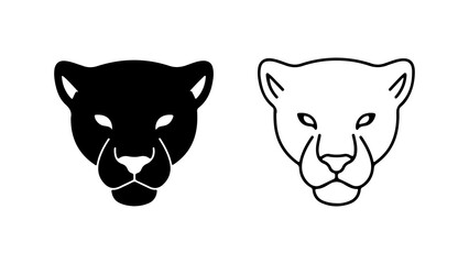 Black and White Panther Head Icons.