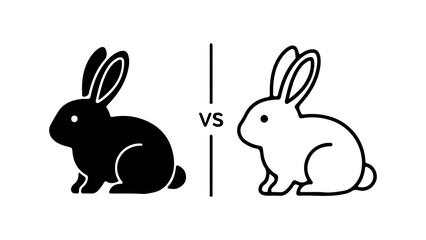 Black and White Rabbit Comparison Illustrating Differences and Similarities.