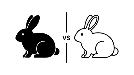 Black and White Rabbit Icons Facing Each Other with VS Text.