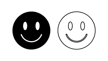 Black and White Smiley Face Icons with Simple Design.