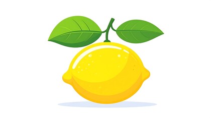 Cartoon lemon with leaves