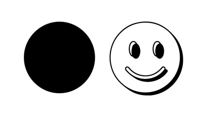 Black circle and smiley face comparison representing emotions and contrast.