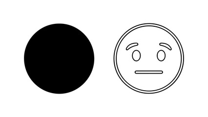 Black circle and outline face representing confusion and uncertainty.
