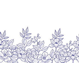 Hand Drawn Rose and Aster Flower Background