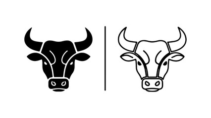 Bull head logo design in black and white simple and modern style.