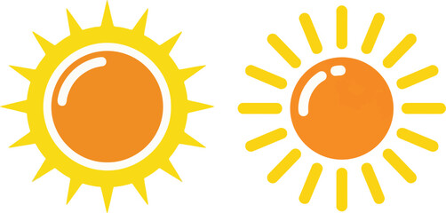 Two Bright Yellow and Orange Sun Icons with Different Ray Styles