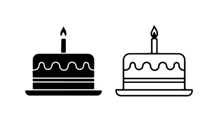 Cake Icons Birthday Celebration and Dessert Symbolism in Simple Designs.